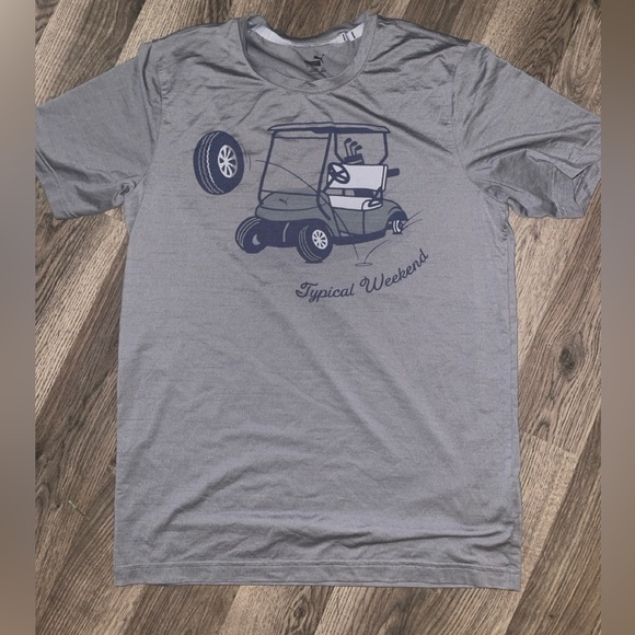 Gray Puma T-Shirt with Golf Cart Graphic - Picture 1 of 2